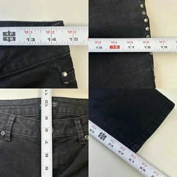 Evermore Skinny Jeans Side Studded Ankle Cropped Black Denim Size 29 7 - Picture 10 of 15